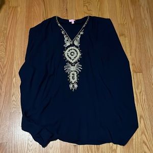 Lilly Pulitzer Chai Caftan Agate Navy Embellished Style 20552